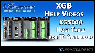 XG5000: Host Table (IP Addresses) - LS Electric XGB PLC from AutomationDirect