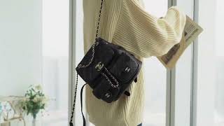 MODEL SHOW : CHANEL LARGE DUMA POCKETS DRAWSTRING BACKPACK  AS4148 B13026 94305