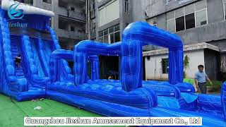 Double lane commercial inflatable water slides with pool for sales