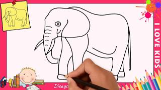 Come disegnare un elefante FACILE passo per passo per bambini 2