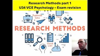 Research Methods Part 1 - VCE Psychology Exam Revision 2023 - 2027 S.D