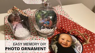 Photo Memory Ornament Gift - super easy, no glue needed!