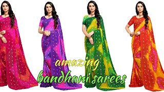 💞 bandhani sarees collection 💞 dyed bandhani sarees 💞 latest georgette sarees online shopping💞 36