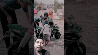 Motor aki anak tipe ninja Kawasaki ban karet gas tangan #motoraki #motorakianak #shorts