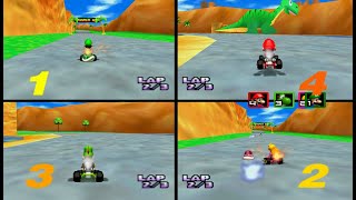 Mario Kart 64 Amped Up All Stages 4 player Netplay 60fps