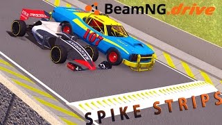 SPIKE STRIPS+BOLLARD=FUN #4 - BeamNG Drive