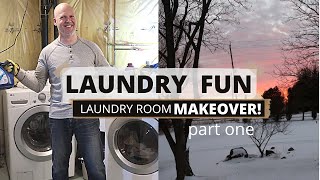 Laundry Room Makeover | laundry room renovation PART ONE | a little 1979 Sno Runner action as well