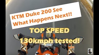 KTM Duke 200 top speed test 130km/hr 73 de VU2MUE