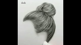 كيفية رسم كعكه الشعر بالرصاص ,How to draw shade realistic hair bun with pencils