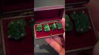 Antique 18K Gold Carved Jade Cufflinks