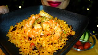 ASMR Chili Oil Garlic Shrimp & Noodles | Eating Sounds | No Talking