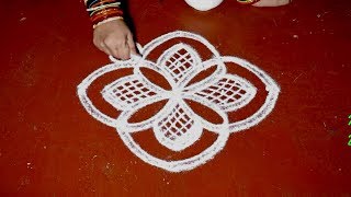 peacock rangoli with 5 dots || rathasaptami special kolam || easy dots muggulu designs