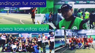 Pertandingan turnamen putsal antara sesama komunitas ojol Sentul city Babakan Madang Bogor