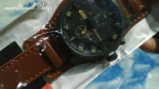 Coklat yelow CURREN 8225 Merek Mewah Pria Jam Tangan Pria Jam Tanggal