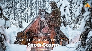 WINTER BUSHCRAFT OVERNIGHT IN SNOW - SURVIVAL SHELTER