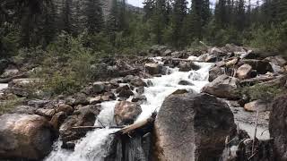 Rushing water of Louise creek, from Plains of Six Glaciers to Lake Louise