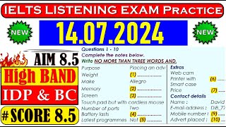 IELTS LISTENING PRACTICE TEST 2024 WITH ANSWERS | 14.07.2024