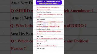 OSSSC RI EXAM Analysis 5th Oct (Part 1)/Memory Based 😇😇 Q & A #shorts #ytshorts  #osssc_ri_amin