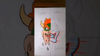 drawing✨bowser✨in 4 different styles👀! #shorts #viral #youtubeshorts #trending