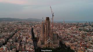 A magnificent Drone view of La Sagrada Familia