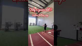 5 years old playing baseball | Indoor batting cage | Batters up | Puhi | Kauai | Hawaii