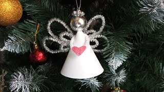 DIY ❄️ Christmas angel☃️DIY angel🎄Christmas tree decor🧑‍🎄#craft #snowflake #paper #glitter