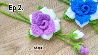 Ep2. Flower Bud 🌹Crochet Rose Keychain Tutorial step by step | Crochet Flower Keychain #crochet