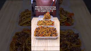 Who wants the recipe?!👨‍🍳 High Protein Crispy Spicy Beef Noodles🥩🍜