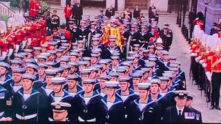 The Queen's Coffin been Transferred to Gun Carriage