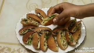 የተጠበሰ ዳቦ በቱና ሰላጣ ramadan special bread pockets with tuna salad  جيب التاجر بحشوة التونه