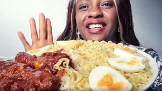 Noodles and eggs mukbang | Rice , stew and chicken | Eating show ASMR