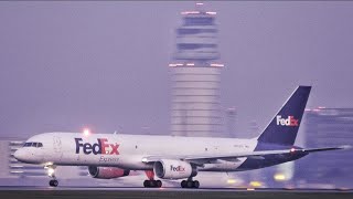 Early Morning FedEx Boeing 757-200F Take Off from Vienna Airport