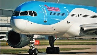 Close Up Takeoff! Thomson Airways Boeing 757-200 [G-CPEV] Departs Manchester Airport