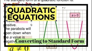 Quadratic Equations: Vertex and Standard Form