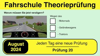 🚘 Führerschein Theorieprüfung Klasse B 🚗 August 2024 - Prüfung 20 🎓📚