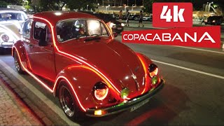 Walking-4k Copacabana night Rio de Janeiro Brasil.