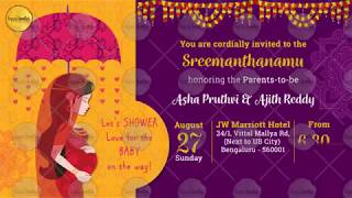 Baby Shower Party Ceremony Video Invitation Animated | Sreemanthanamu | Godh Bharai