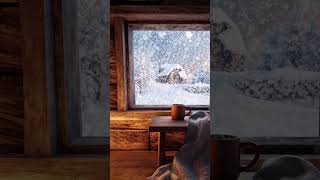 Cozy Winter Cabin Ambience With  Fireplace #relax #snow#snowstorm #cozywinter