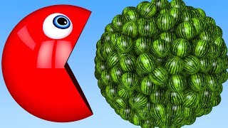 Learn Colors with PACMAN and WaterMelon Farm Fruit for Kid Children