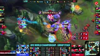 《LOL》2015 世界大賽 16強小組賽 Day2 Xpeke 超神大絕 Quadra kill!