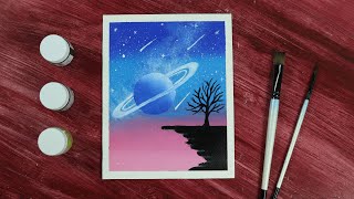 Painting for Beginners | Easy Galaxy Landscape Painting | ARTz