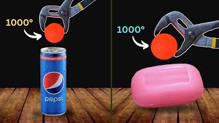 Experiment 1000°C Glowing Metal Ball vs Soap, Pepsi Can | Cool Science Experiment