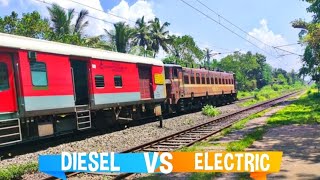 Diesel VS Electric!! Twin Alco Double Decker meets Konkankanya's first electric run!! Konkan Railway