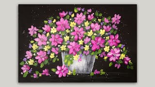 Spring Flower Basket Acrylic Painting Demonstration (time-lapse)