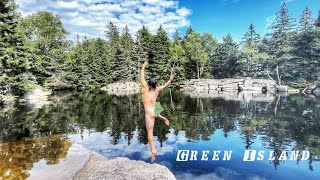 Cooling off in a quarry on Green Island