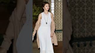 Selena Gomez's white dress street #celebrity #fashion #inspiration