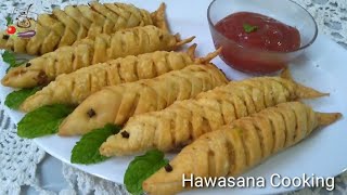 طرز تهیه سمبوسه کچالو به شکل ماهی/How to cook potato samosa/ sambosa  fish  styel