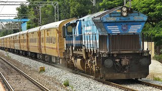 ENCHANTING Long Hood EMD Departure !! Bleed Blue DIESEL LOCOMOTIVE | Indian Railways