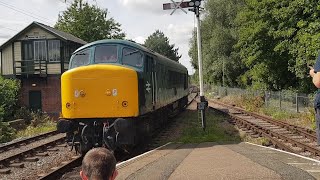 BR Blue Class 45 'Peak' reversing, coupling and departing at Peterborough (Nene Valley Railway)