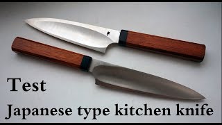 Hand foring Japanese type kitchen knife №138 Pat.2 Test/Кухонник в японском стиле №138 Ч.2 тест